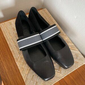 M. Gemi Ballere Ballet Flats Sz 38 (fits as 8) Black Leather Suede Made in Italy